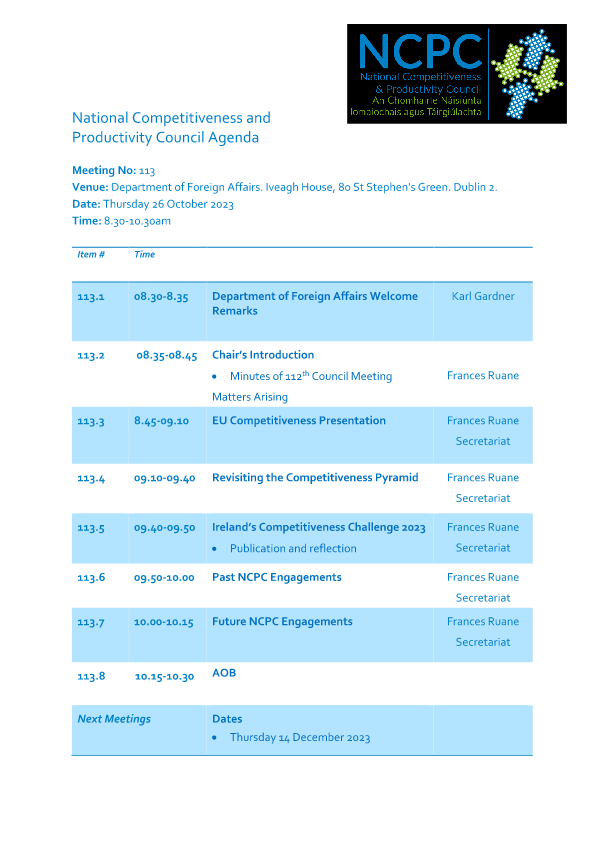 Meeting Agenda 113