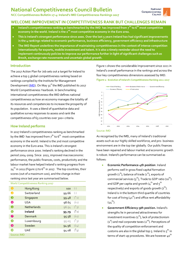 IMD World Competitiveness Yearbook 2017 Bulletin