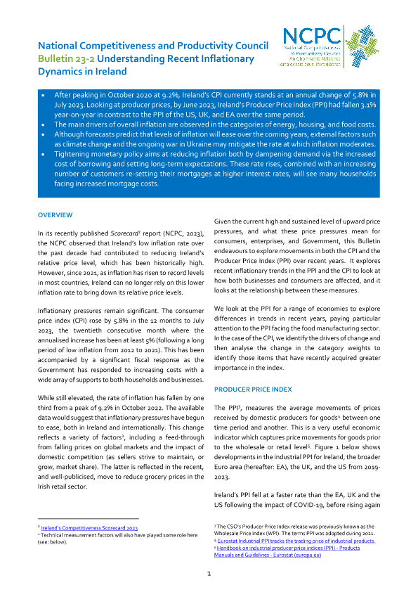 Bulletin 23-3 Understanding Recent Inflationary Dynamics in Ireland