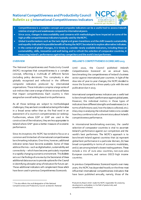 Bulletin 22 - 5 International Competitiveness Indicators