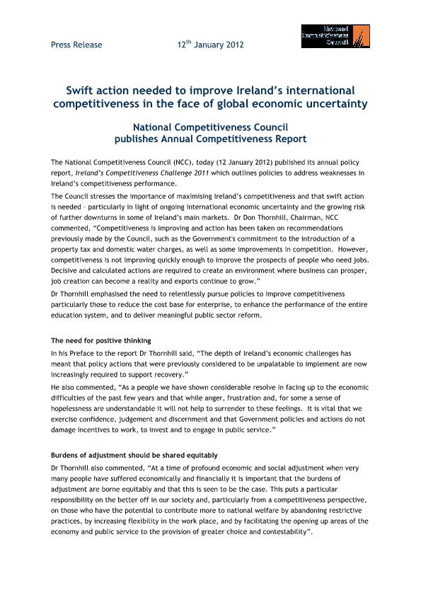 11012012-Irelands_Competitiveness_Challenge_2011-Press-release