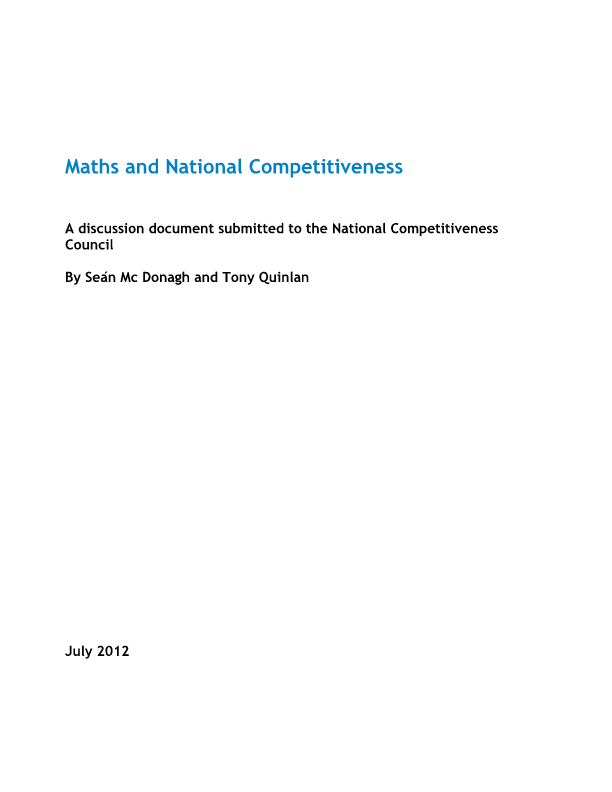 Maths and national competitiveness