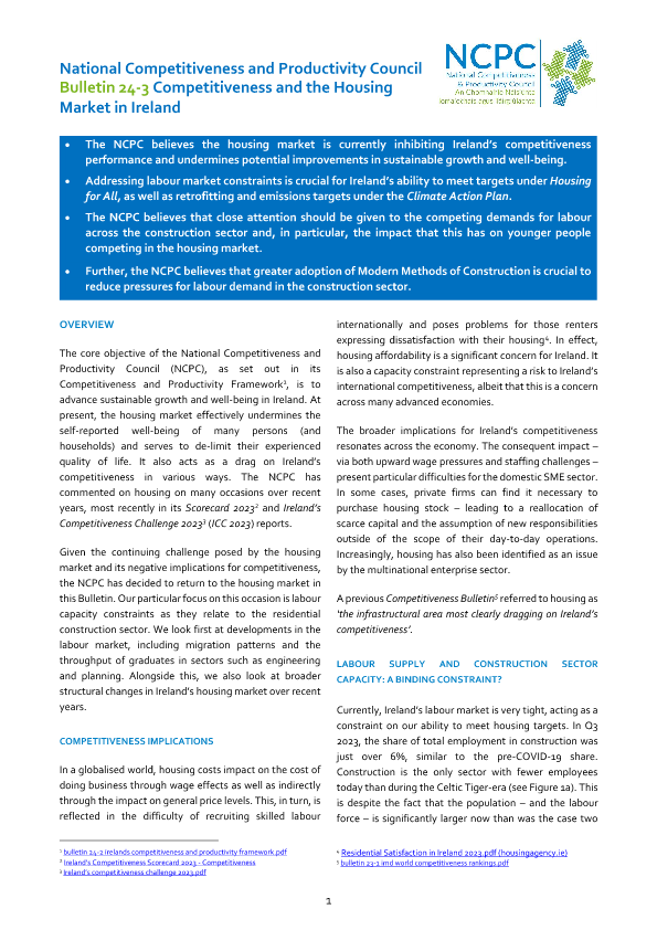 Bulletin 24-3 Competitiveness And The Housing Market In Ireland