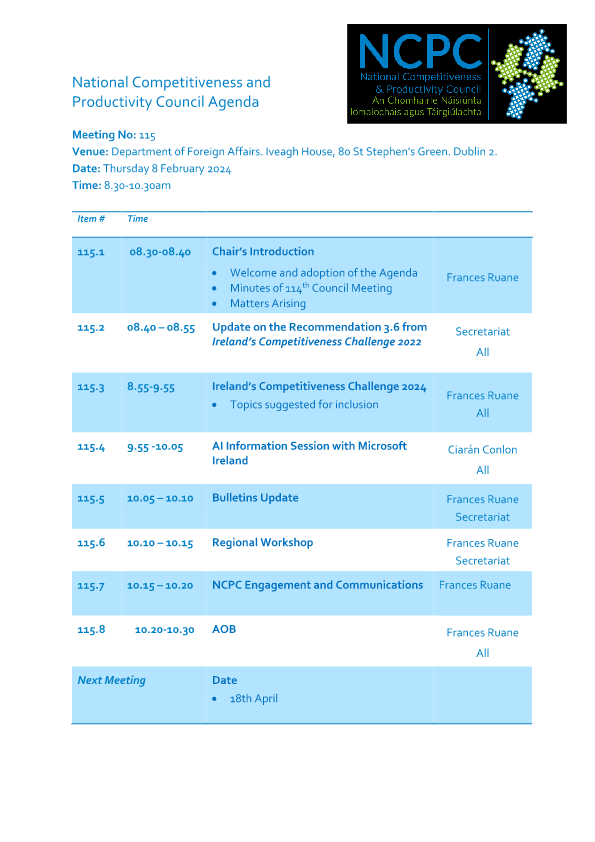 Meeting Agenda 115