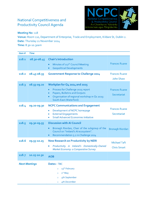 Meeting Agenda 118