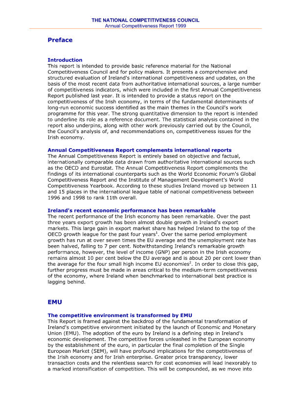 The Competitiveness Challenge 1999